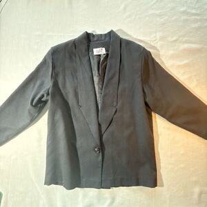 Vintage Caron Chicago Blue 1-button 3/4 Sleeve Blazer W/ Shoulder Pads  Size L